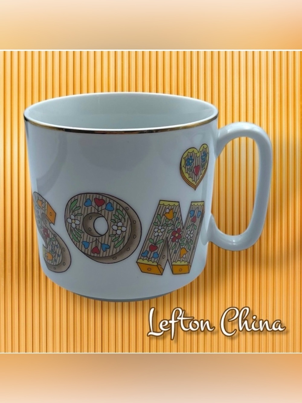 Lefton China Decorative Son Mug with Colorful Lettering